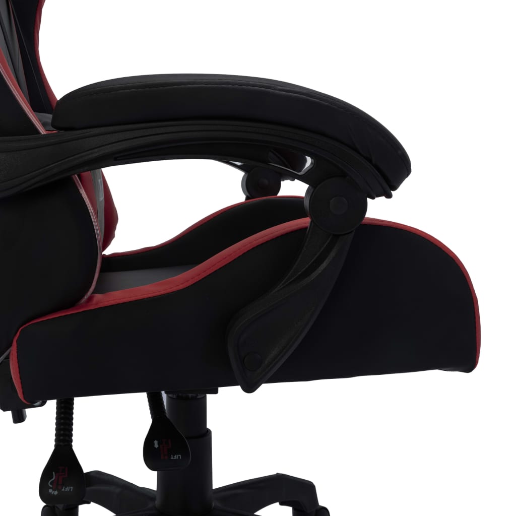 vidaXL Silla gaming luces LED RGB cuero sintético color vino y negro