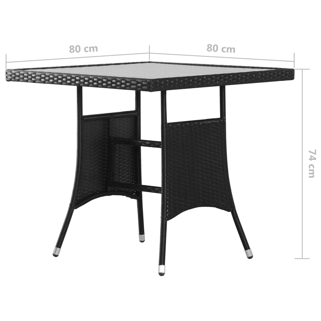 vidaXL Juego de comedor para jardín 3 piezas ratán sintético negro