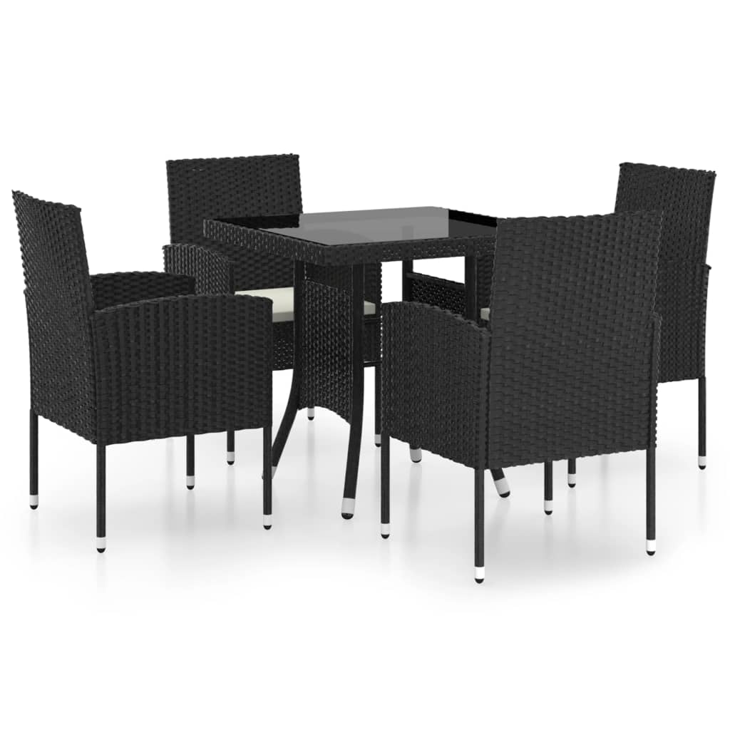 vidaXL Juego de comedor para jardín 5 piezas ratán sintético negro