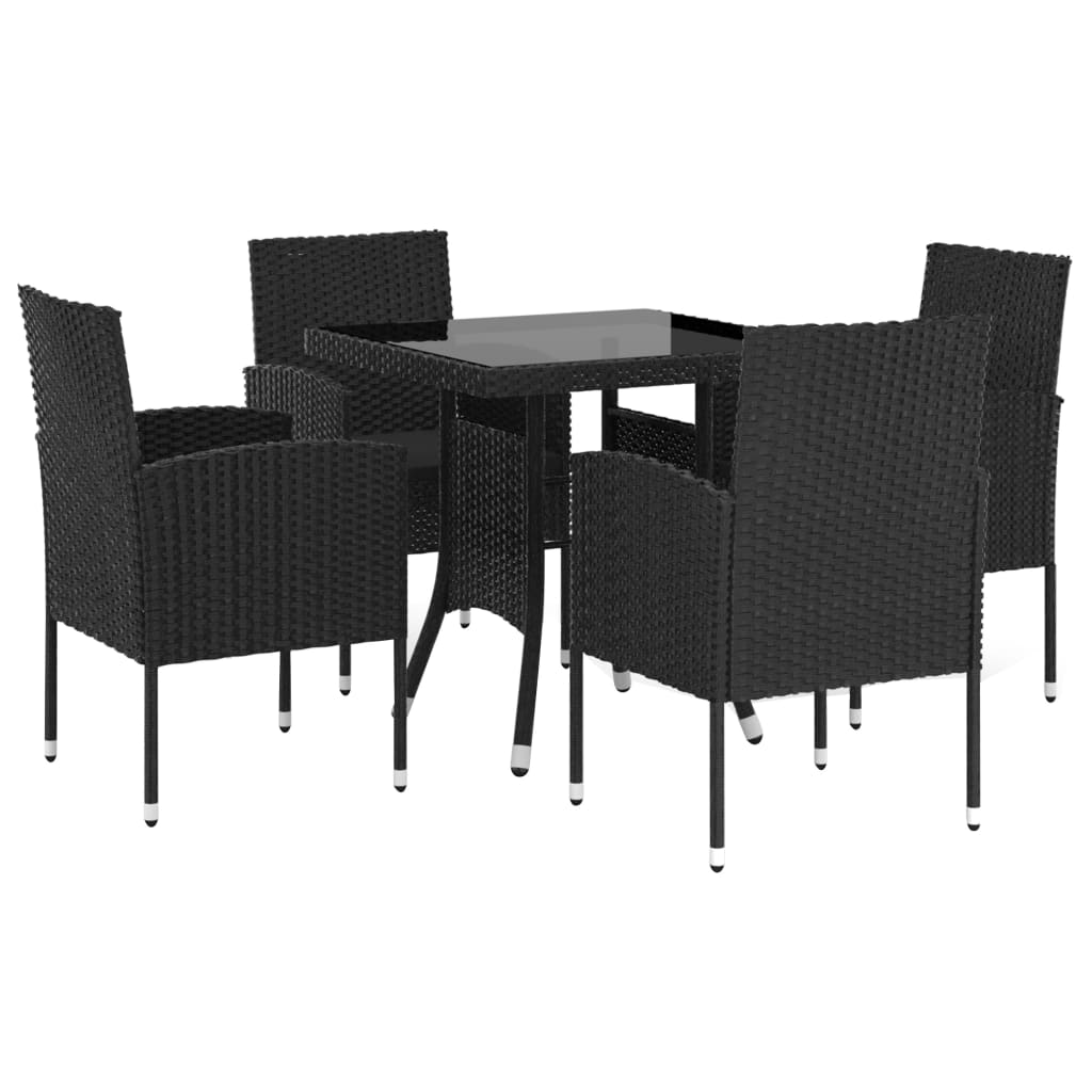 vidaXL Juego de comedor para jardín 5 piezas ratán sintético negro