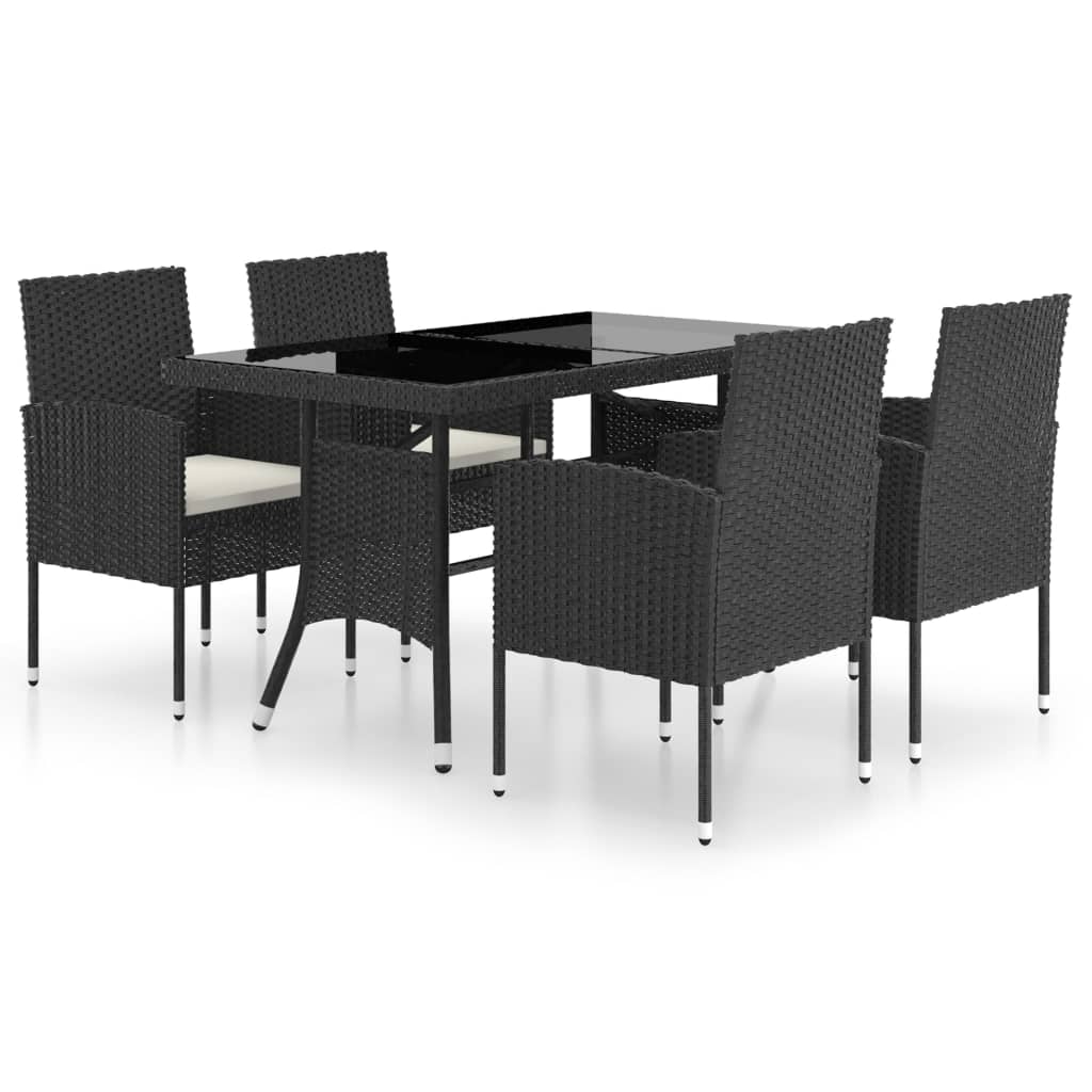 vidaXL Juego de comedor para jardín 5 piezas ratán sintético negro