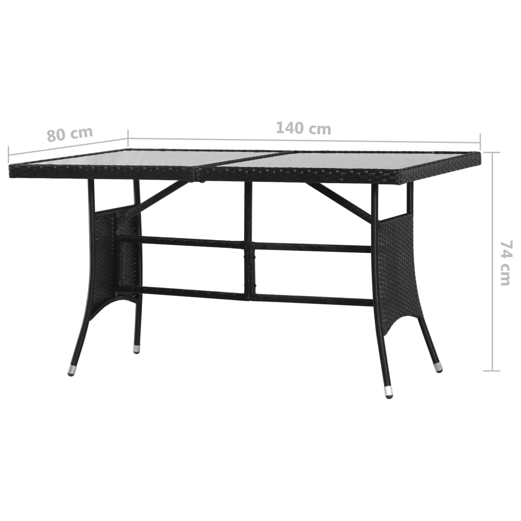 vidaXL Juego de comedor para jardín 5 piezas ratán sintético negro