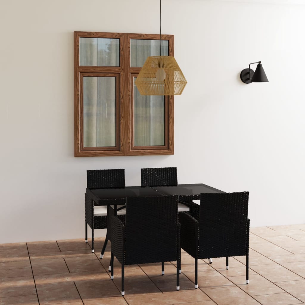 vidaXL Juego de comedor para jardín 5 piezas ratán sintético negro