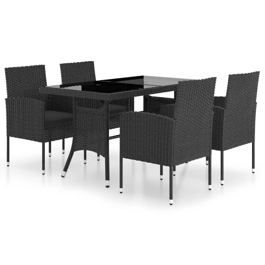 vidaXL Juego de comedor para jardín 5 piezas ratán sintético negro