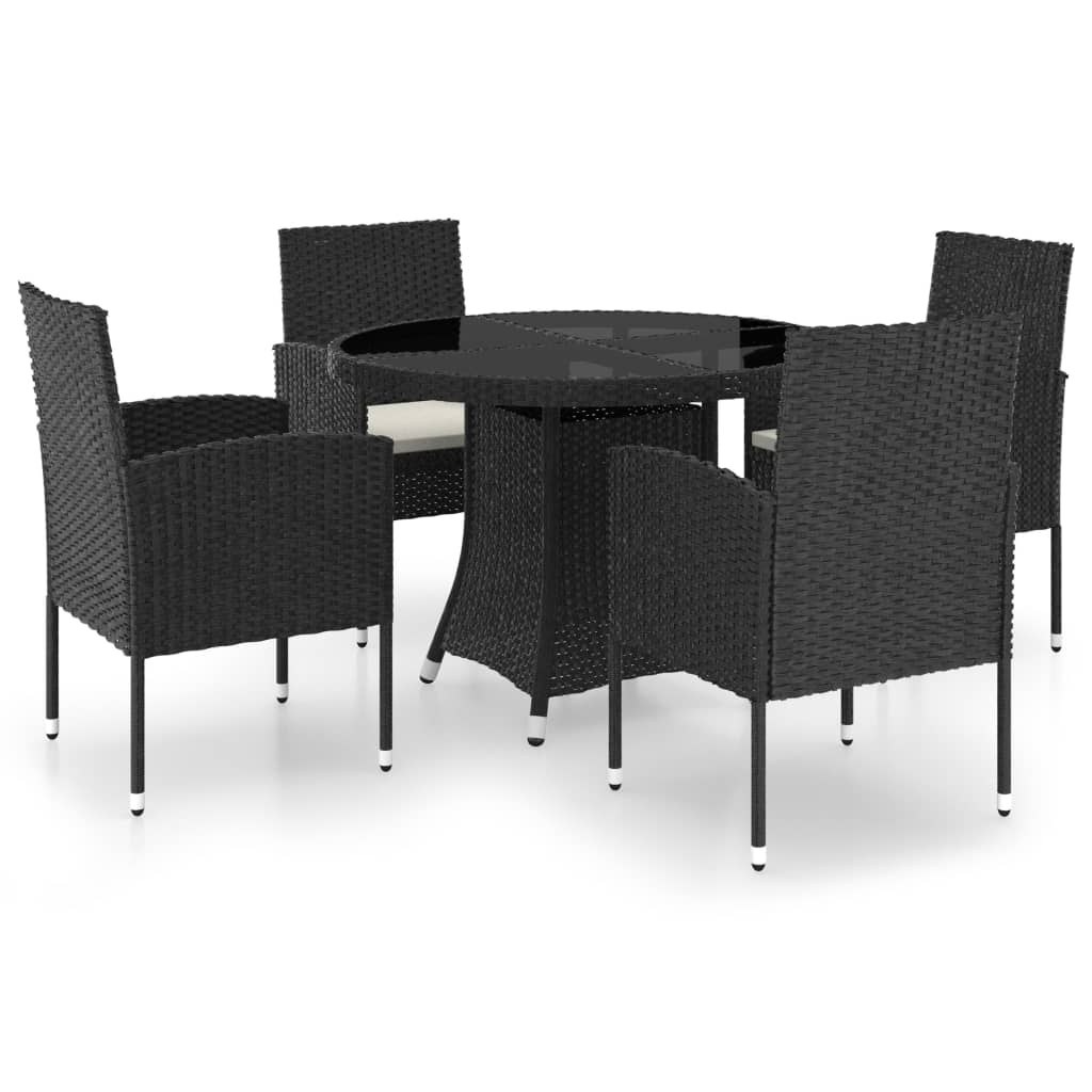 vidaXL Juego de comedor para jardín 5 piezas ratán sintético negro