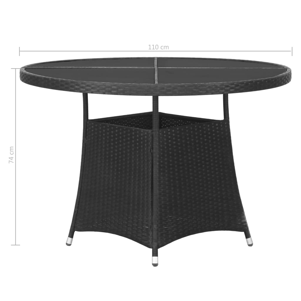 vidaXL Juego de comedor para jardín 5 piezas ratán sintético negro