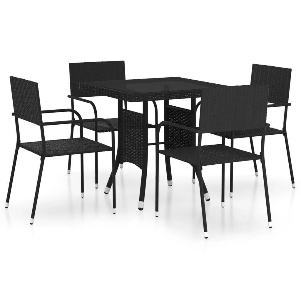 vidaXL Juego de comedor para jardín 5 piezas ratán sintético negro