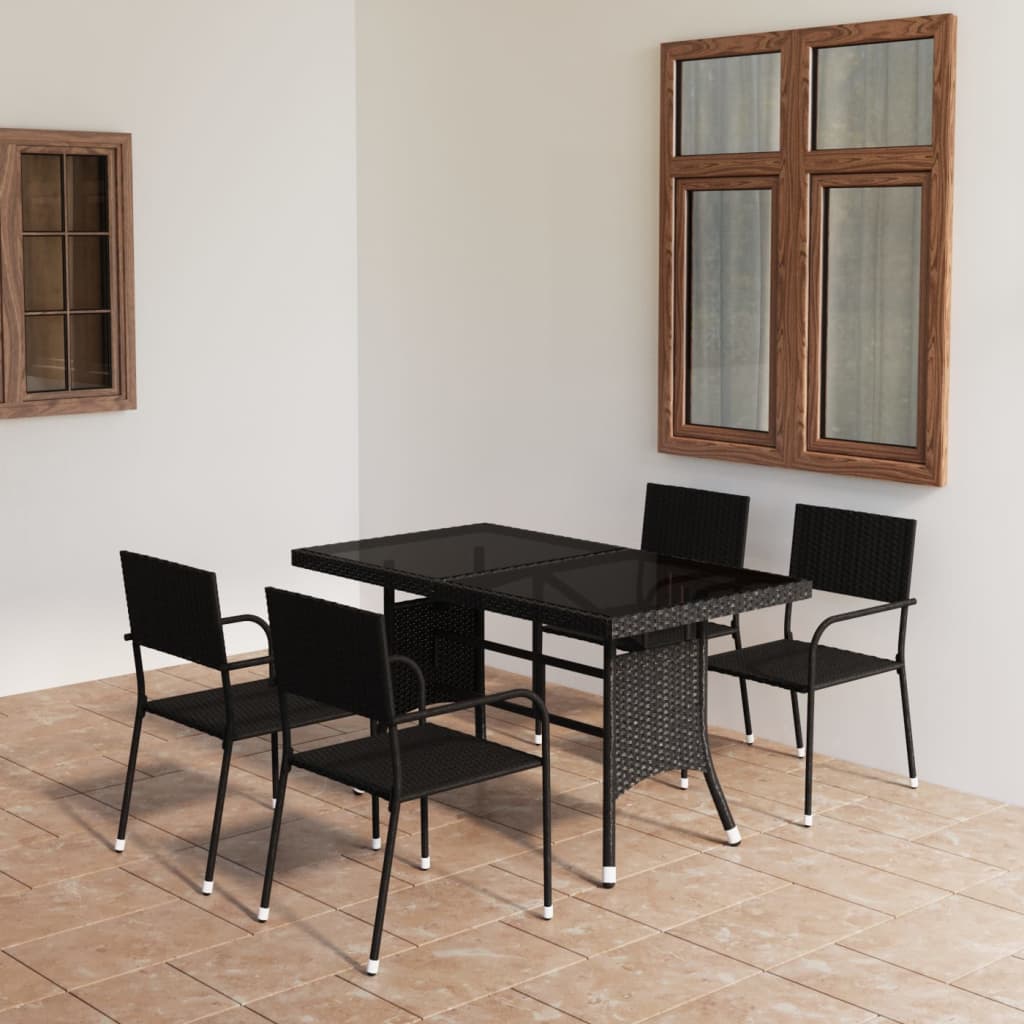 vidaXL Juego de comedor para jardín 5 piezas ratán sintético negro