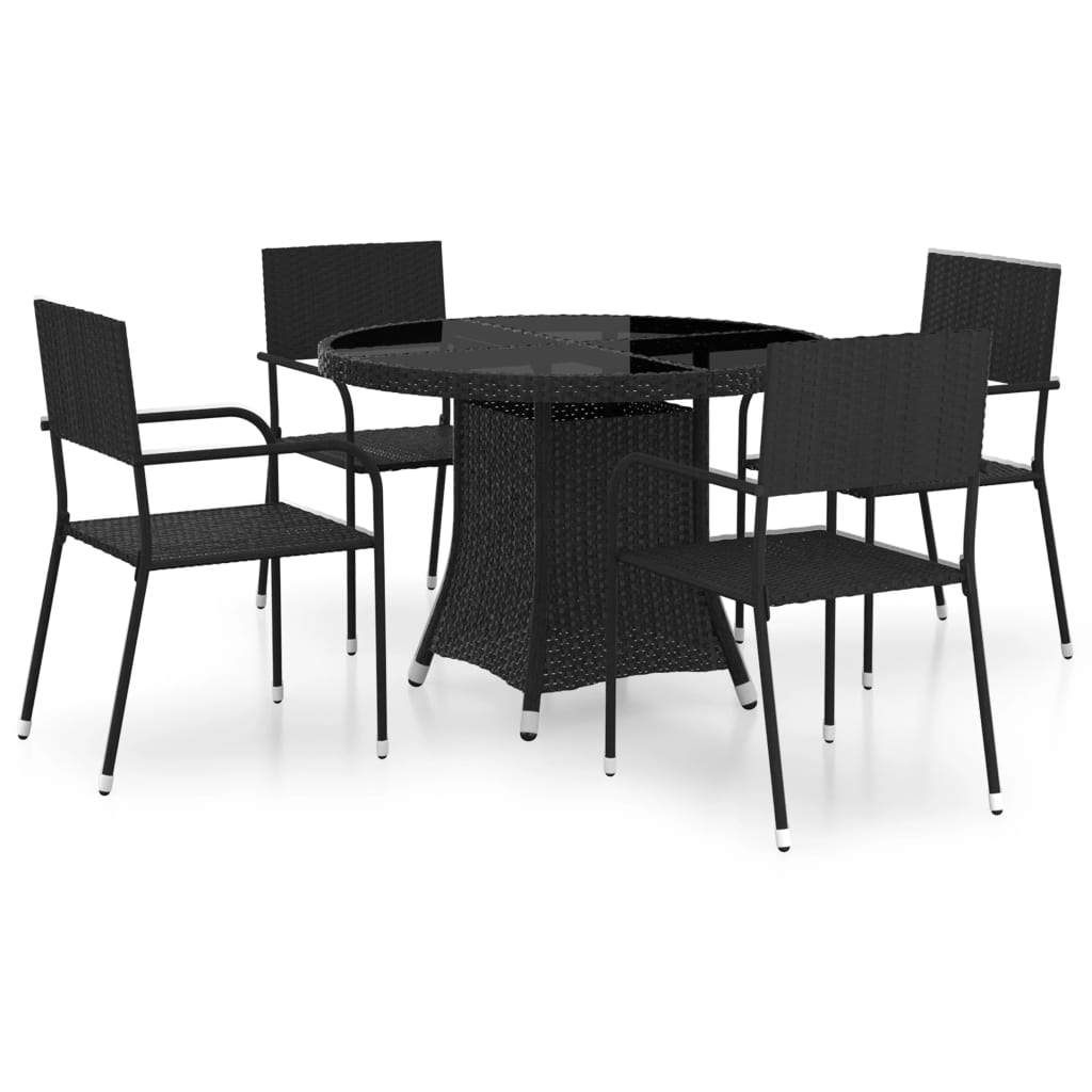 vidaXL Juego de comedor para jardín 5 piezas ratán sintético negro