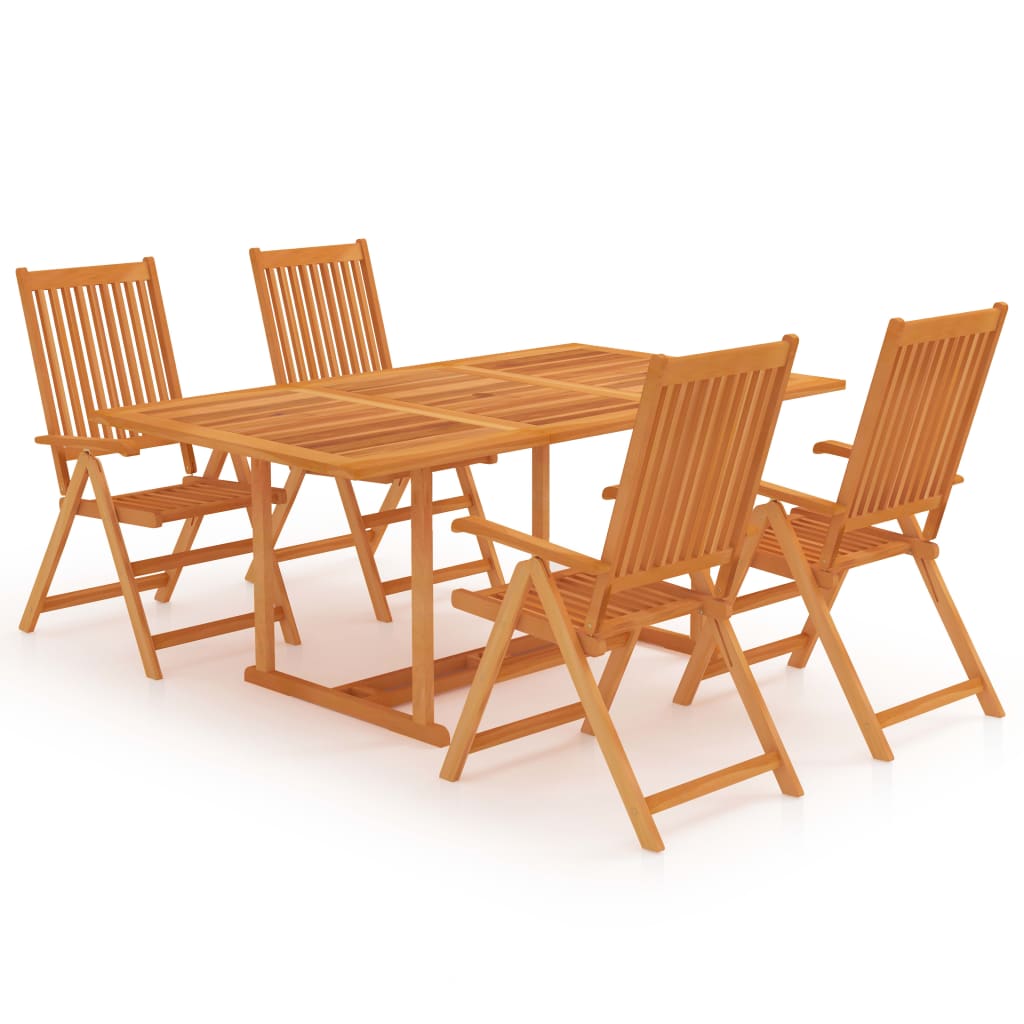 vidaXL Conjunto de comedor de jardín 5 piezas madera maciza de teca