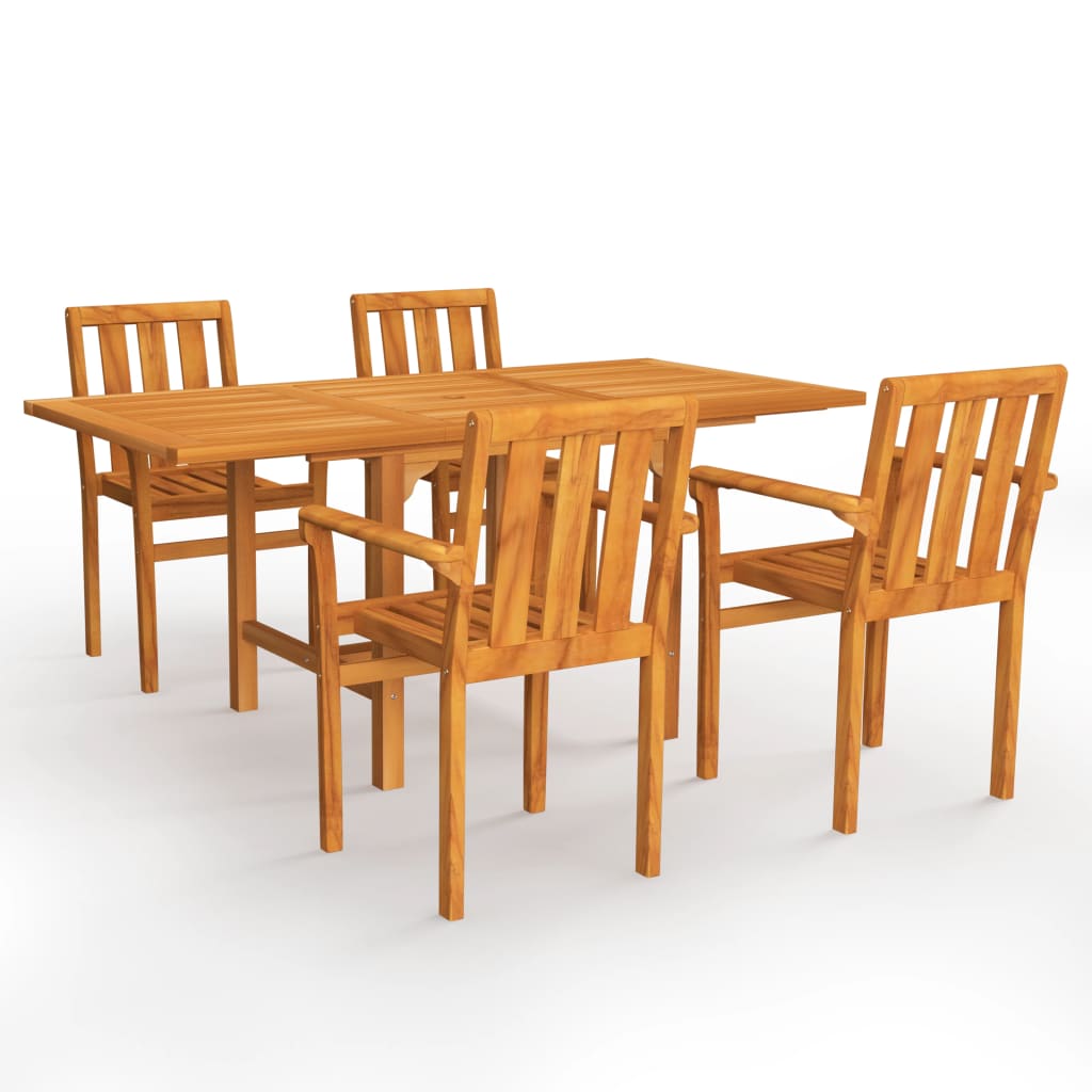 vidaXL Conjunto de comedor de jardín 5 piezas madera maciza de teca