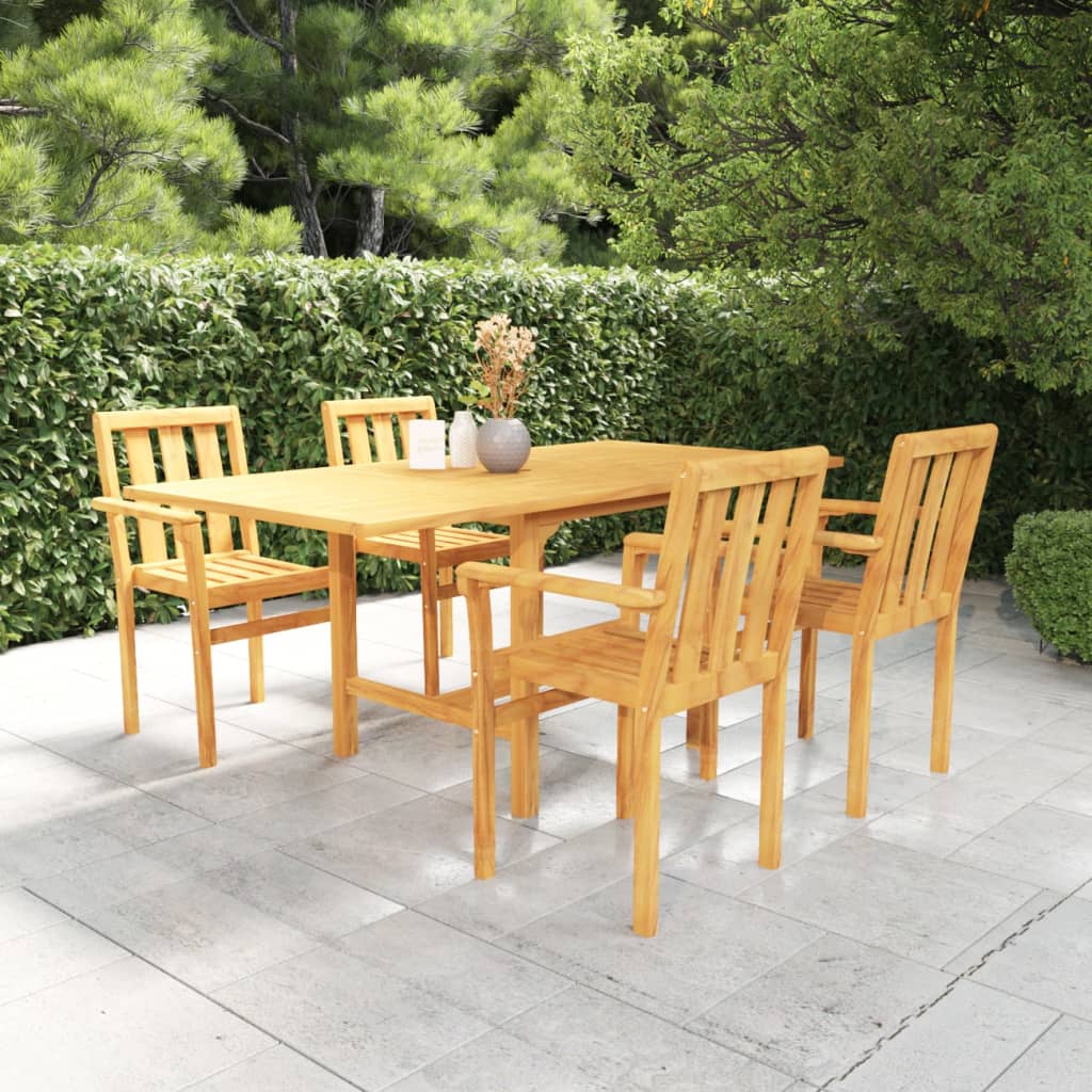 vidaXL Conjunto de comedor de jardín 5 piezas madera maciza de teca