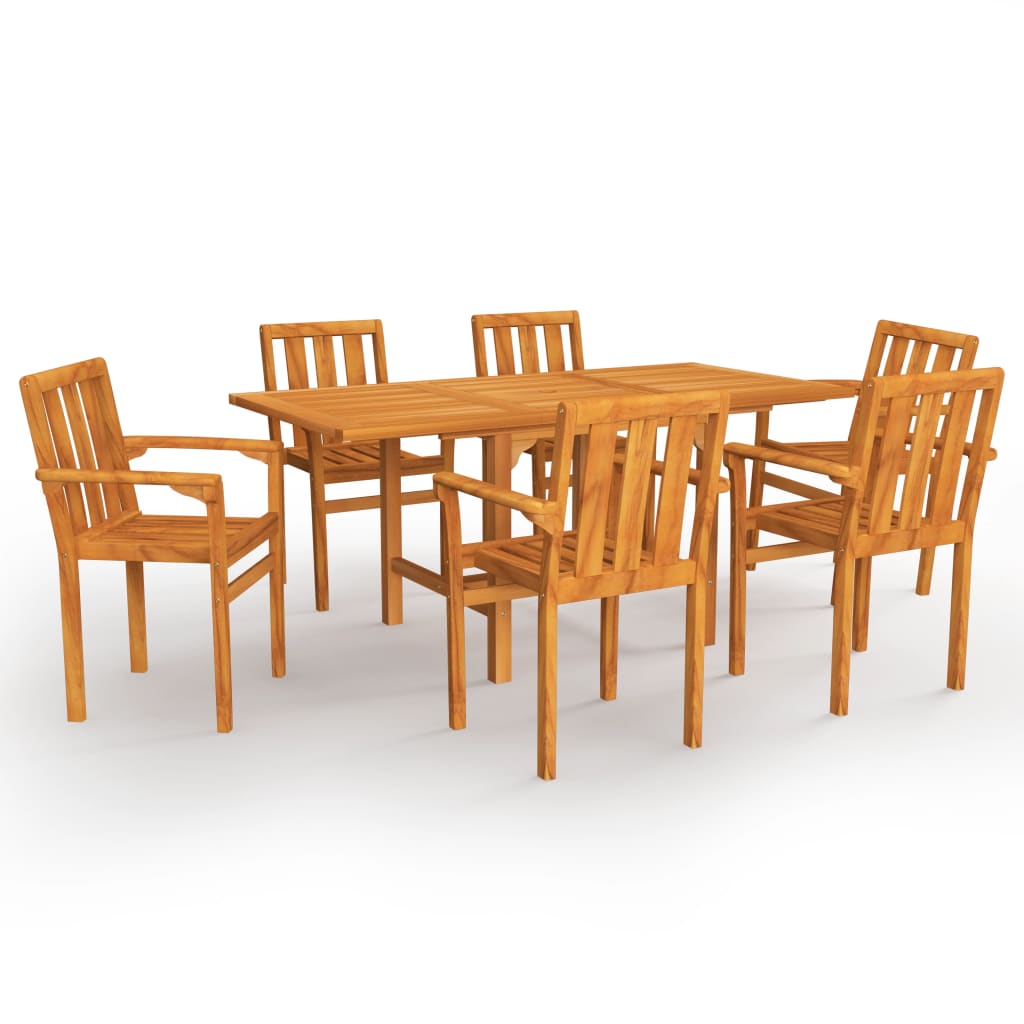 vidaXL Conjunto de comedor de jardín 7 piezas madera maciza de teca