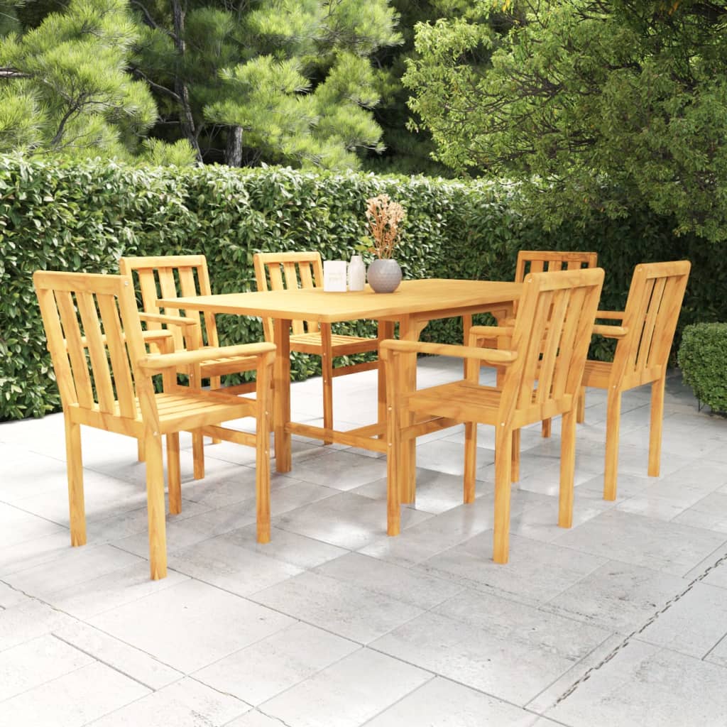 vidaXL Conjunto de comedor de jardín 7 piezas madera maciza de teca