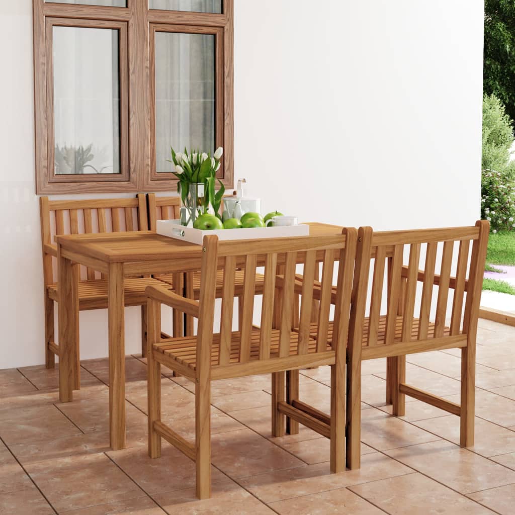 vidaXL Conjunto de comedor de jardín 5 piezas madera maciza de teca