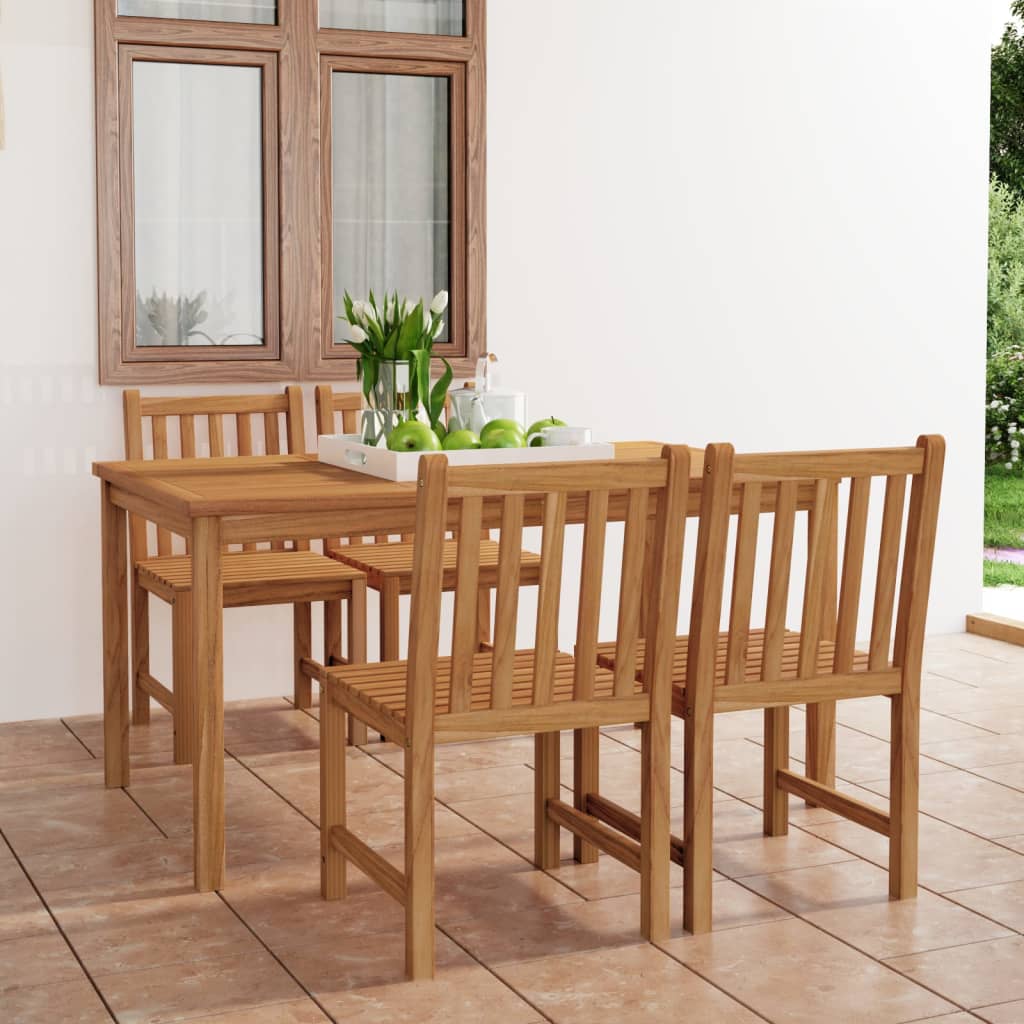 vidaXL Conjunto de comedor de jardín 5 piezas madera maciza de teca