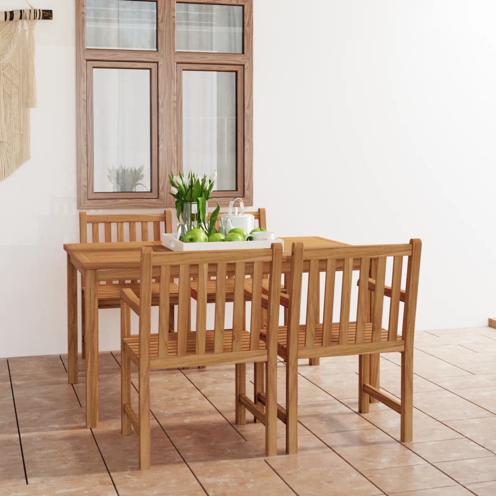 vidaXL Conjunto de comedor de jardín 5 piezas madera maciza de teca