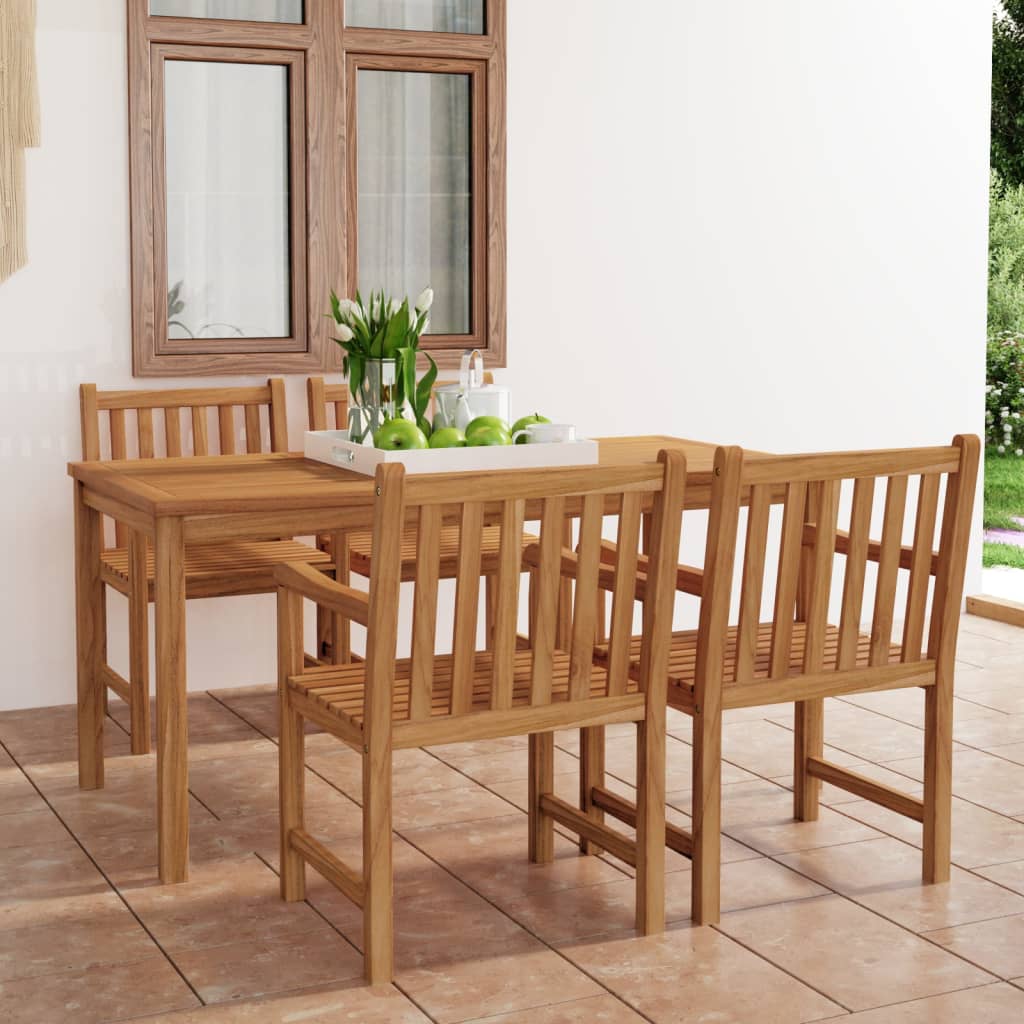 vidaXL Conjunto de comedor de jardín 5 piezas madera maciza de teca