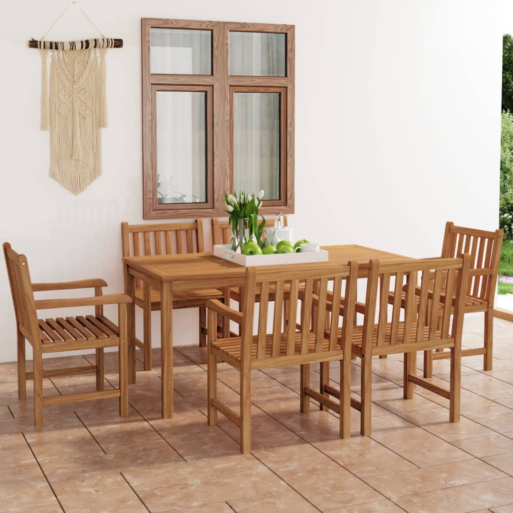 vidaXL Conjunto de comedor de jardín 7 piezas madera maciza de teca