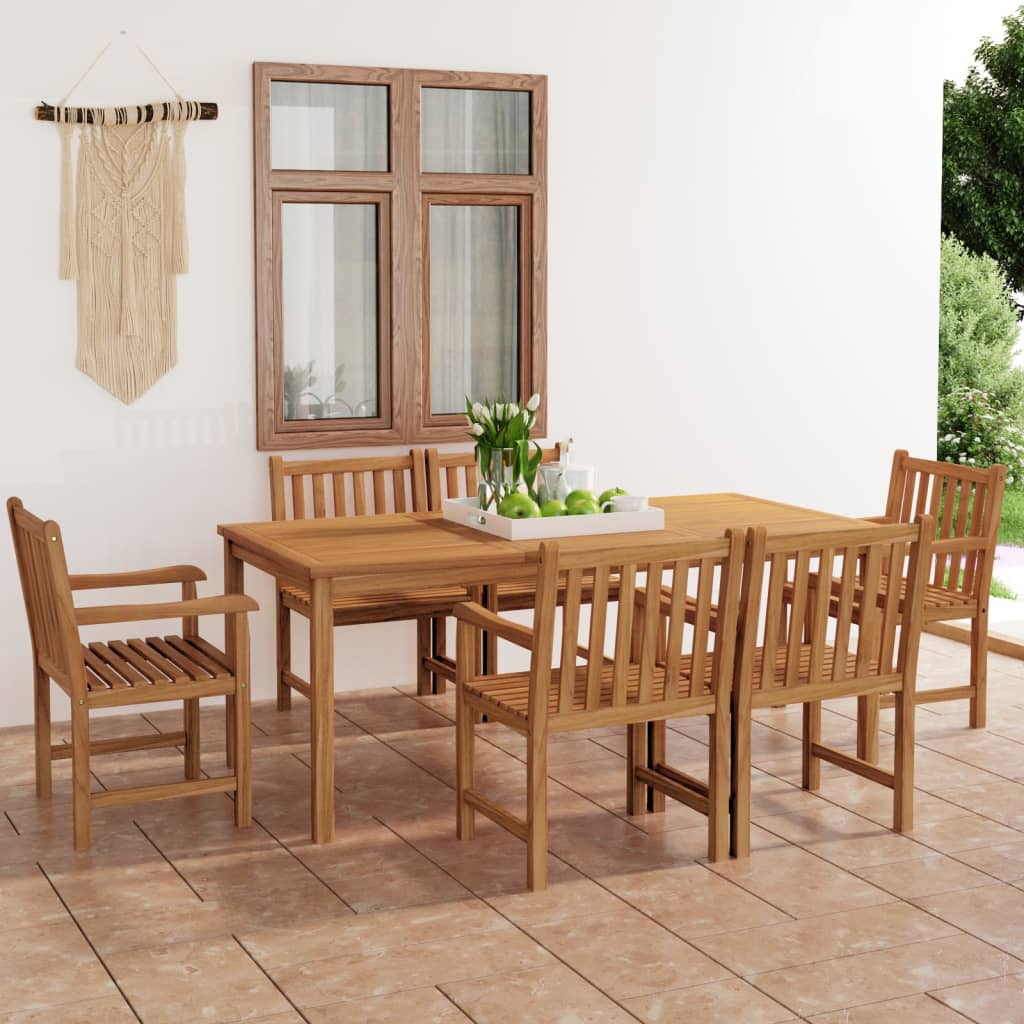 vidaXL Conjunto de comedor de jardín 7 piezas madera maciza de teca