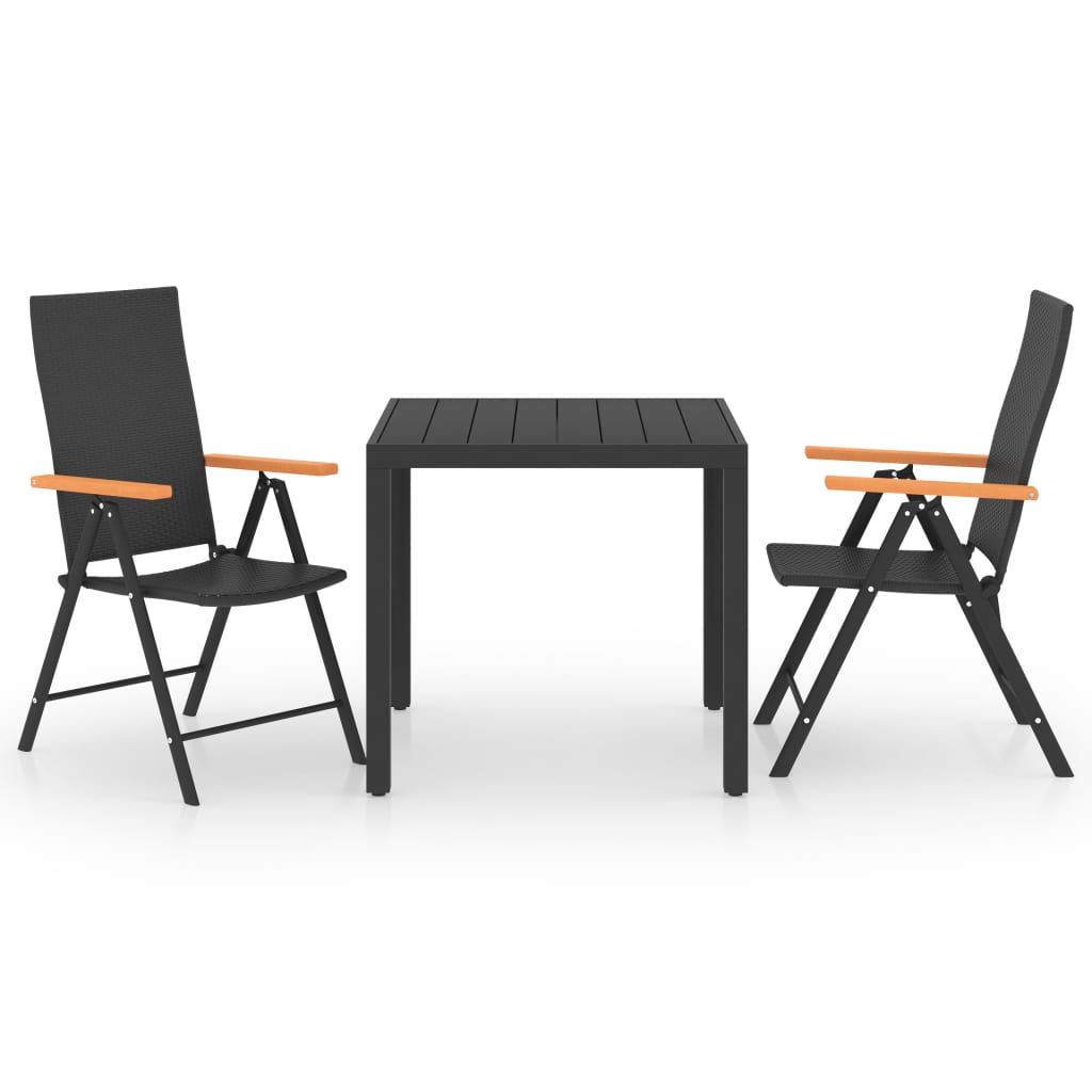 vidaXL Juego de comedor para jardín 3 piezas negro y marrón