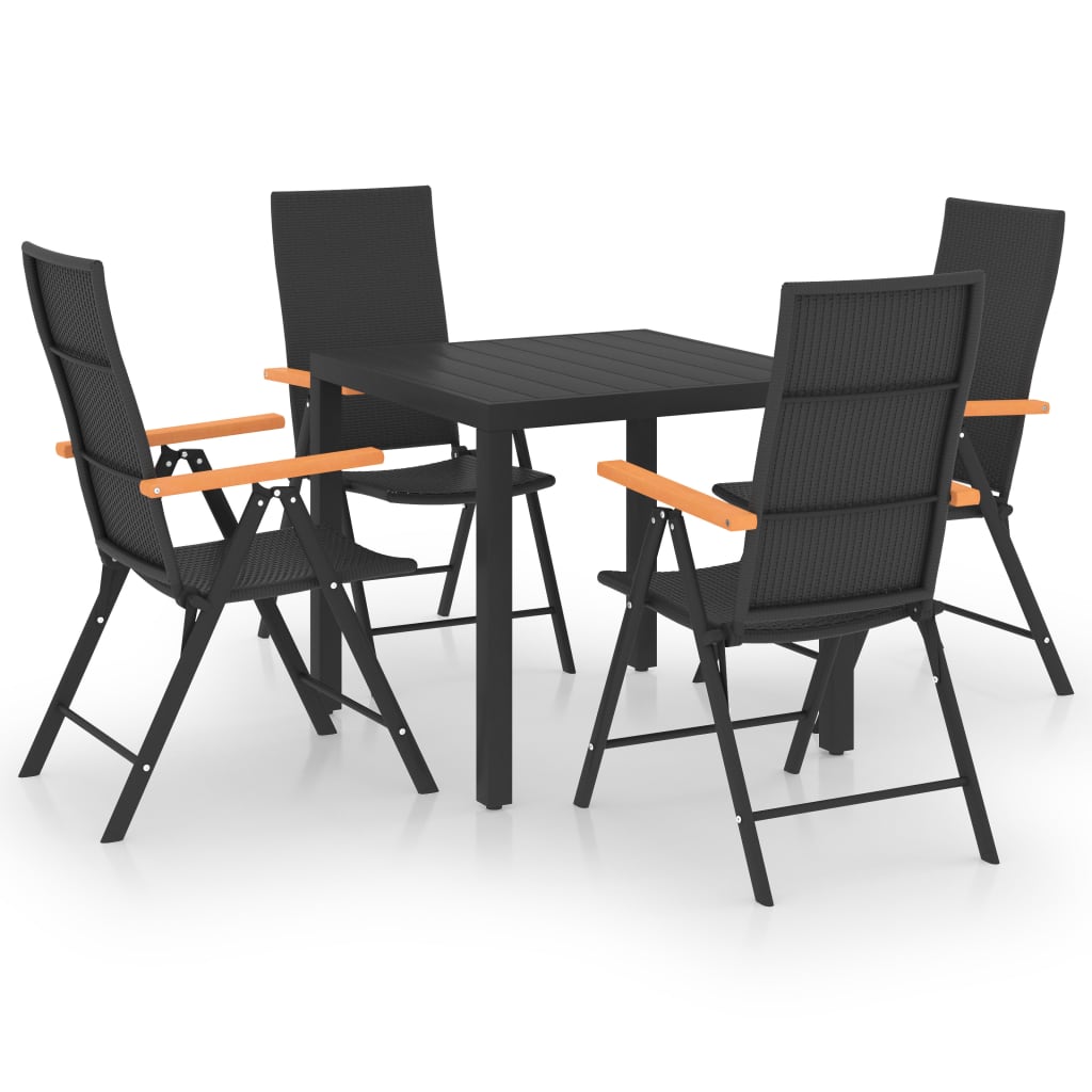 vidaXL Juego de comedor para jardín 5 piezas negro y marrón