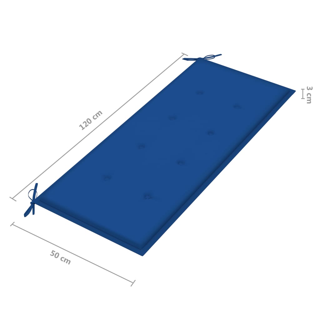 vidaXL Banco de jardín 2 plazas madera maciza eucalipto y cojín 120 cm