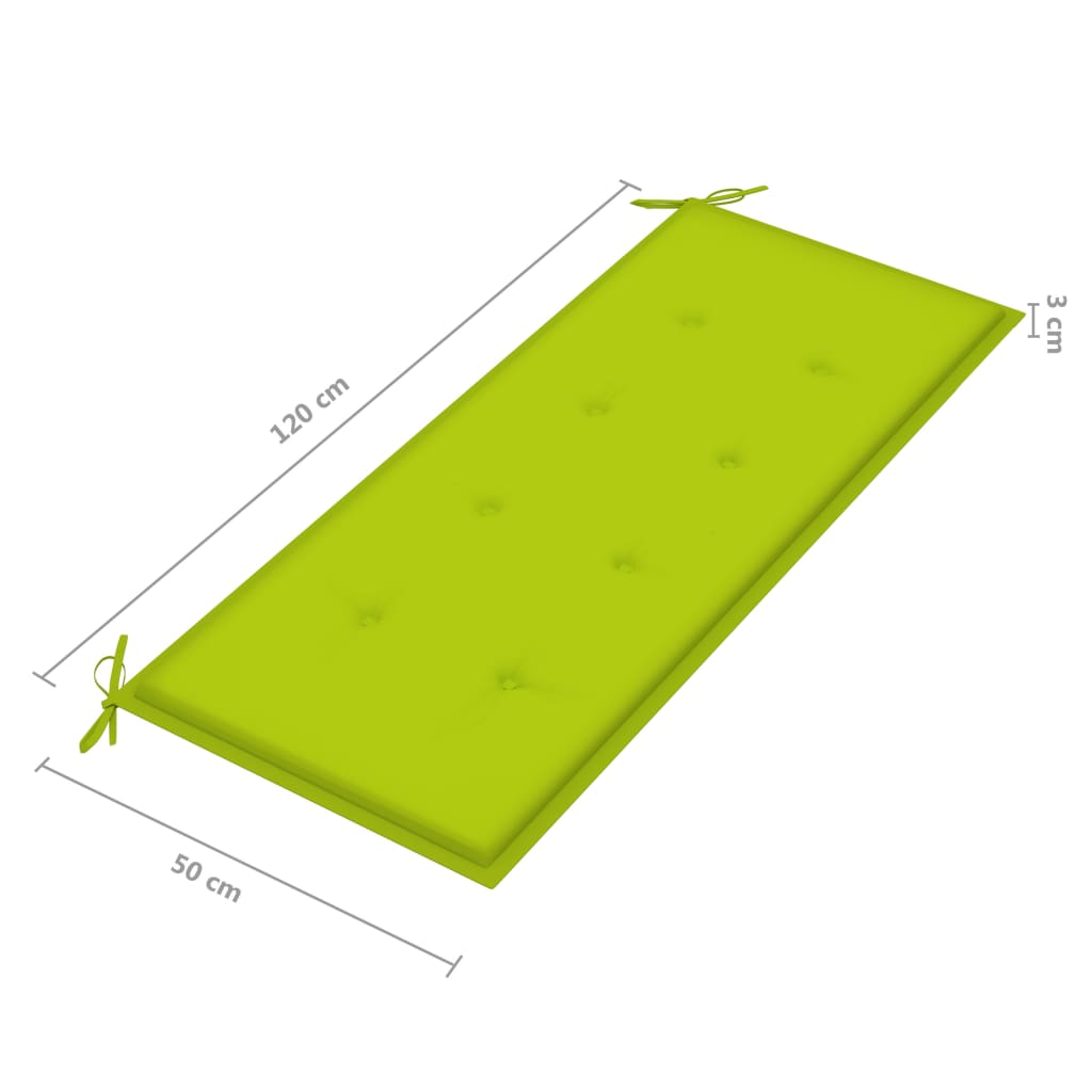 vidaXL Banco de jardín 2 plazas madera maciza eucalipto y cojín 120 cm