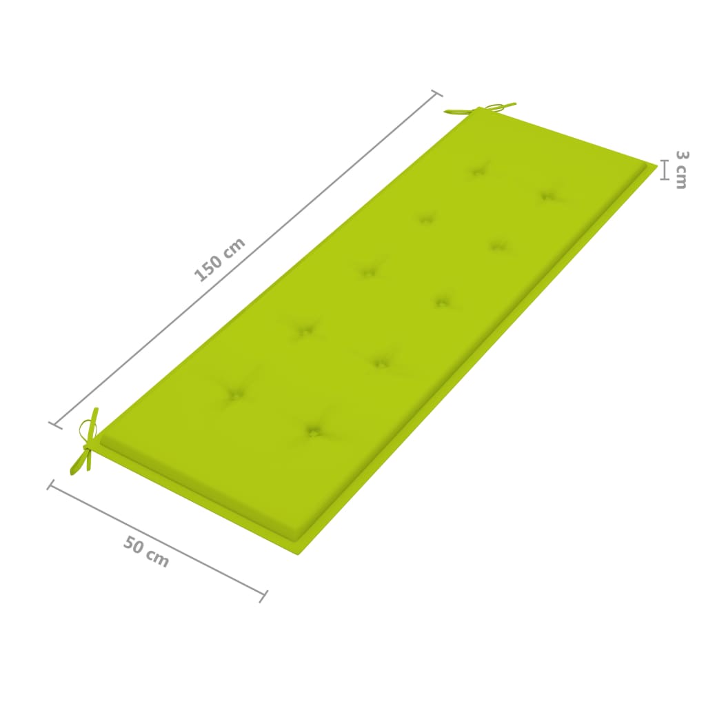 vidaXL Banco de jardín 3 plazas madera maciza eucalipto y cojín 150 cm