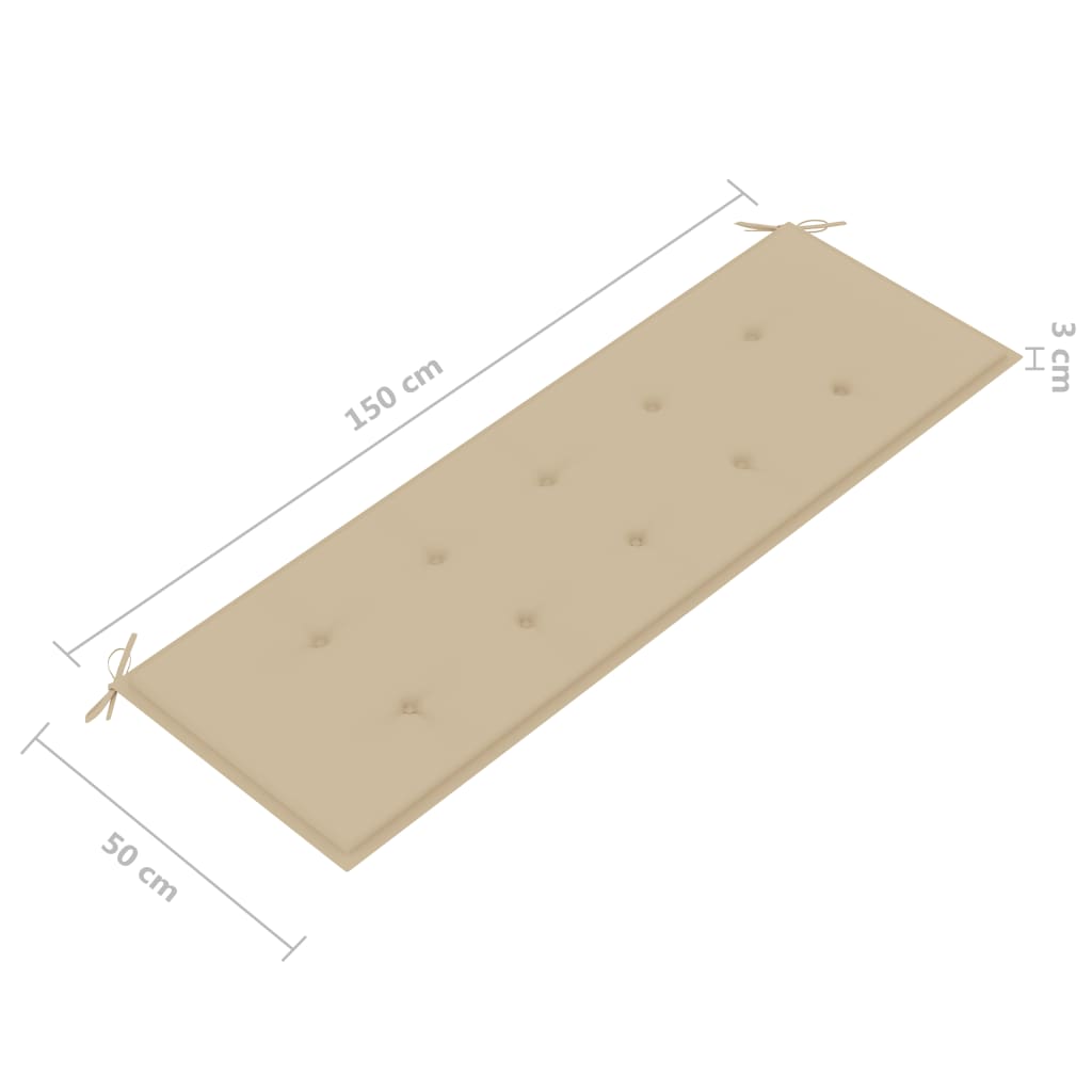 vidaXL Banco de jardín 3 plazas madera eucalipto gris y cojín 150 cm