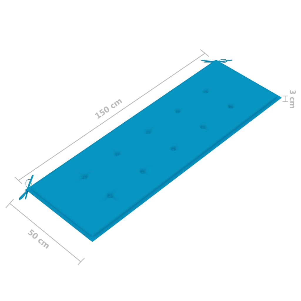 vidaXL Banco de jardín 3 plazas madera eucalipto gris y cojín 150 cm