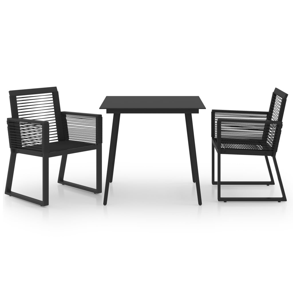 vidaXL Juego de comedor de jardín 3 piezas ratán PVC negro