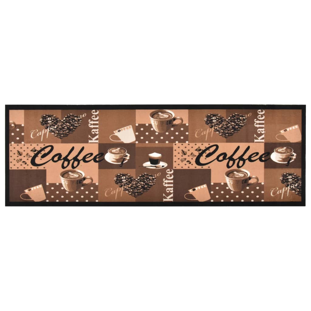 vidaXL Alfombra de cocina lavable Coffee marrón 45x150 cm