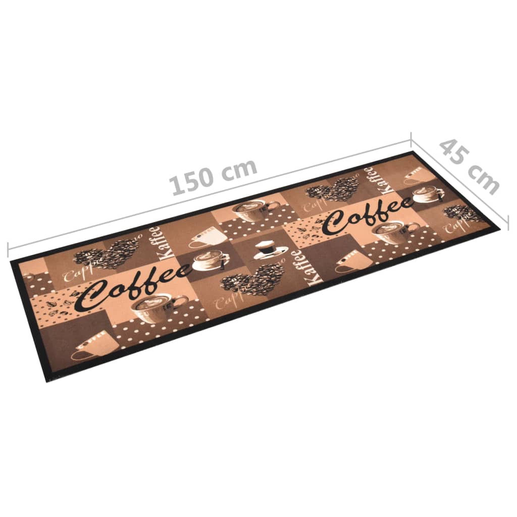 vidaXL Alfombra de cocina lavable Coffee marrón 45x150 cm