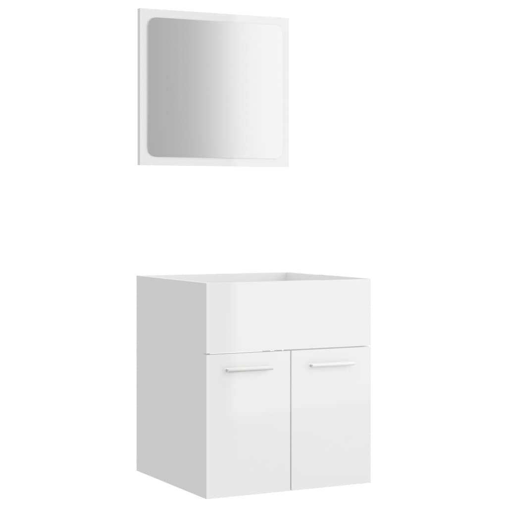 vidaXL Set muebles de baño 2 piezas madera contrachapada blanco brillo