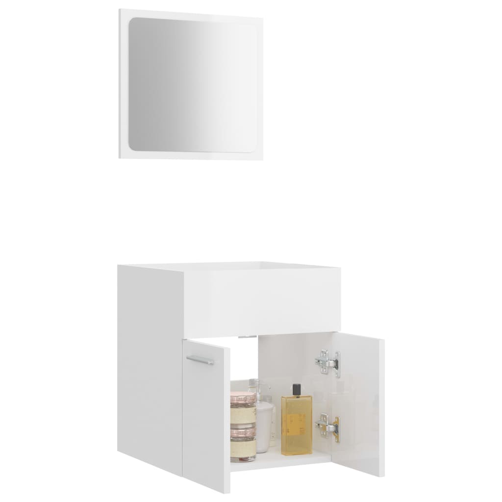 vidaXL Set muebles de baño 2 piezas madera contrachapada blanco brillo