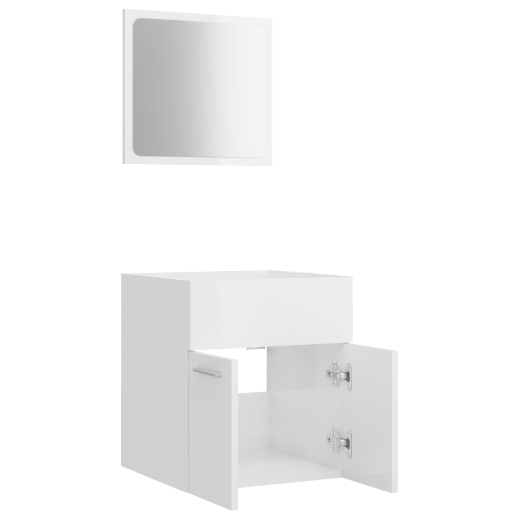 vidaXL Set muebles de baño 2 piezas madera contrachapada blanco brillo