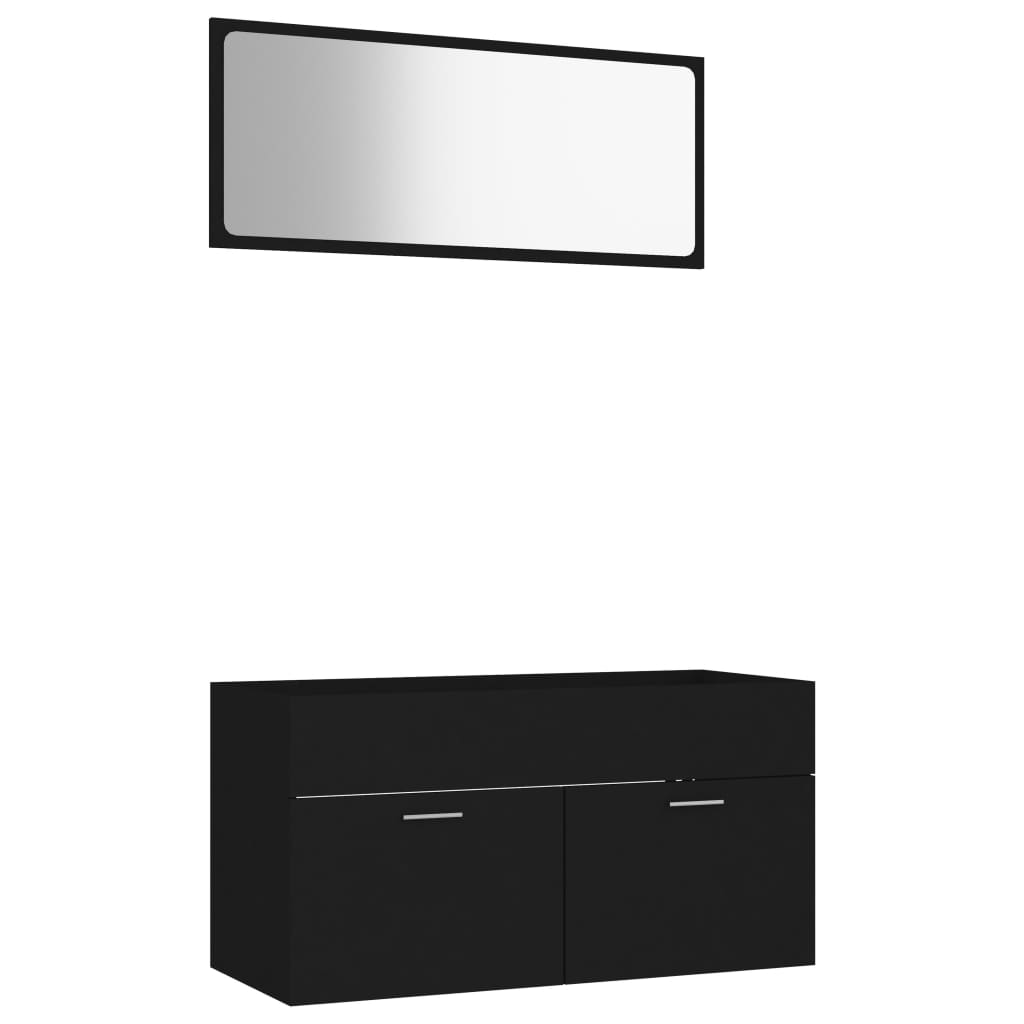 vidaXL Juego de muebles de baño 2 pzas madera contrachapada negro