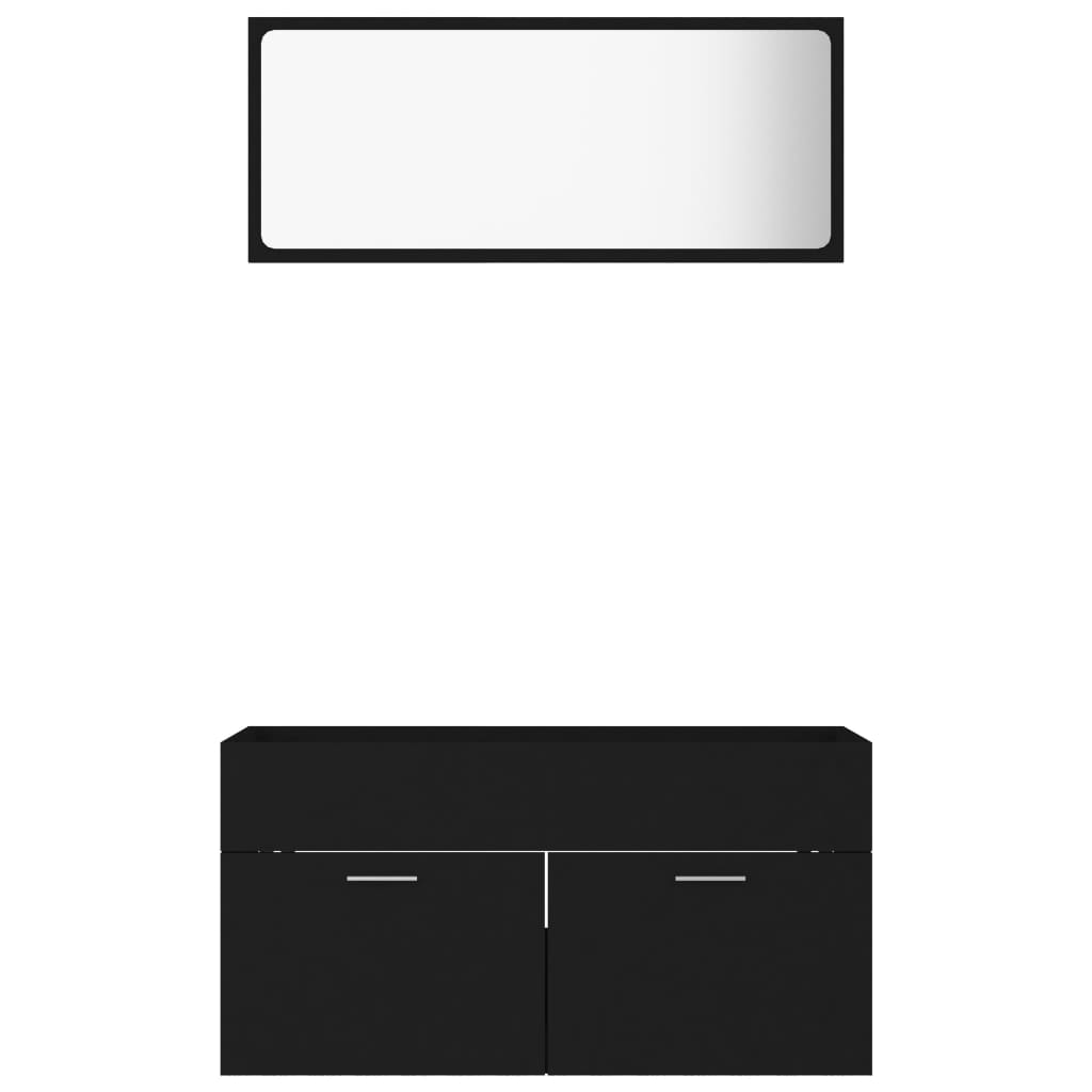 vidaXL Juego de muebles de baño 2 pzas madera contrachapada negro