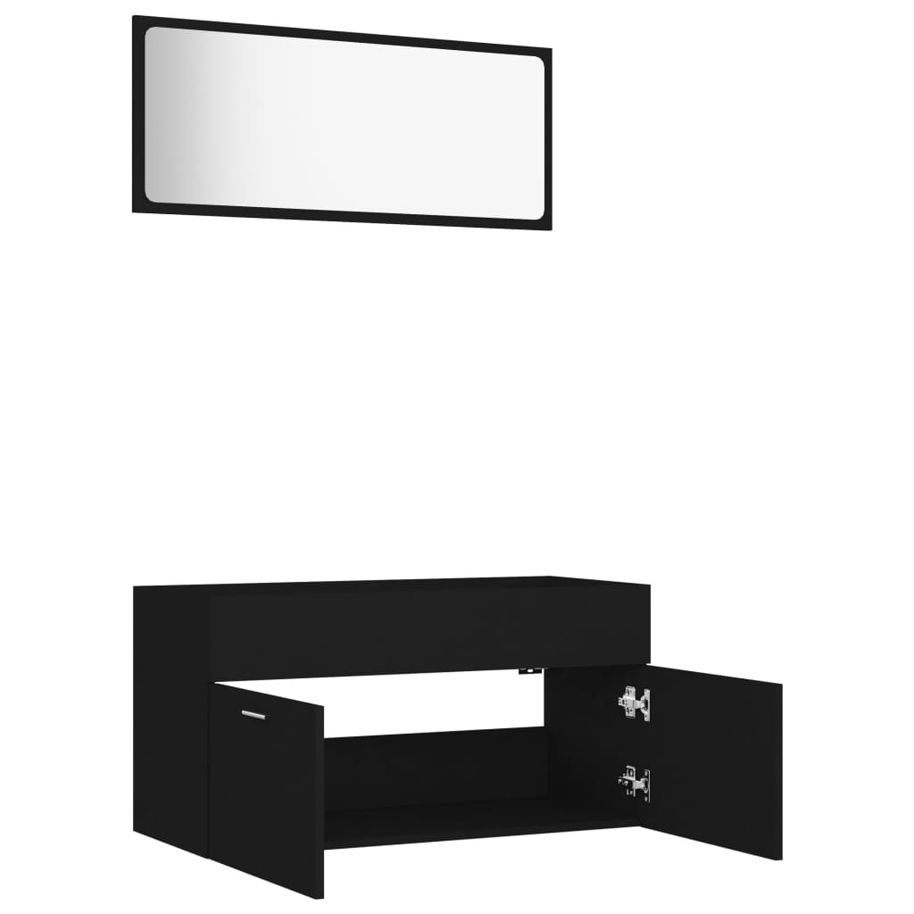 vidaXL Juego de muebles de baño 2 pzas madera contrachapada negro