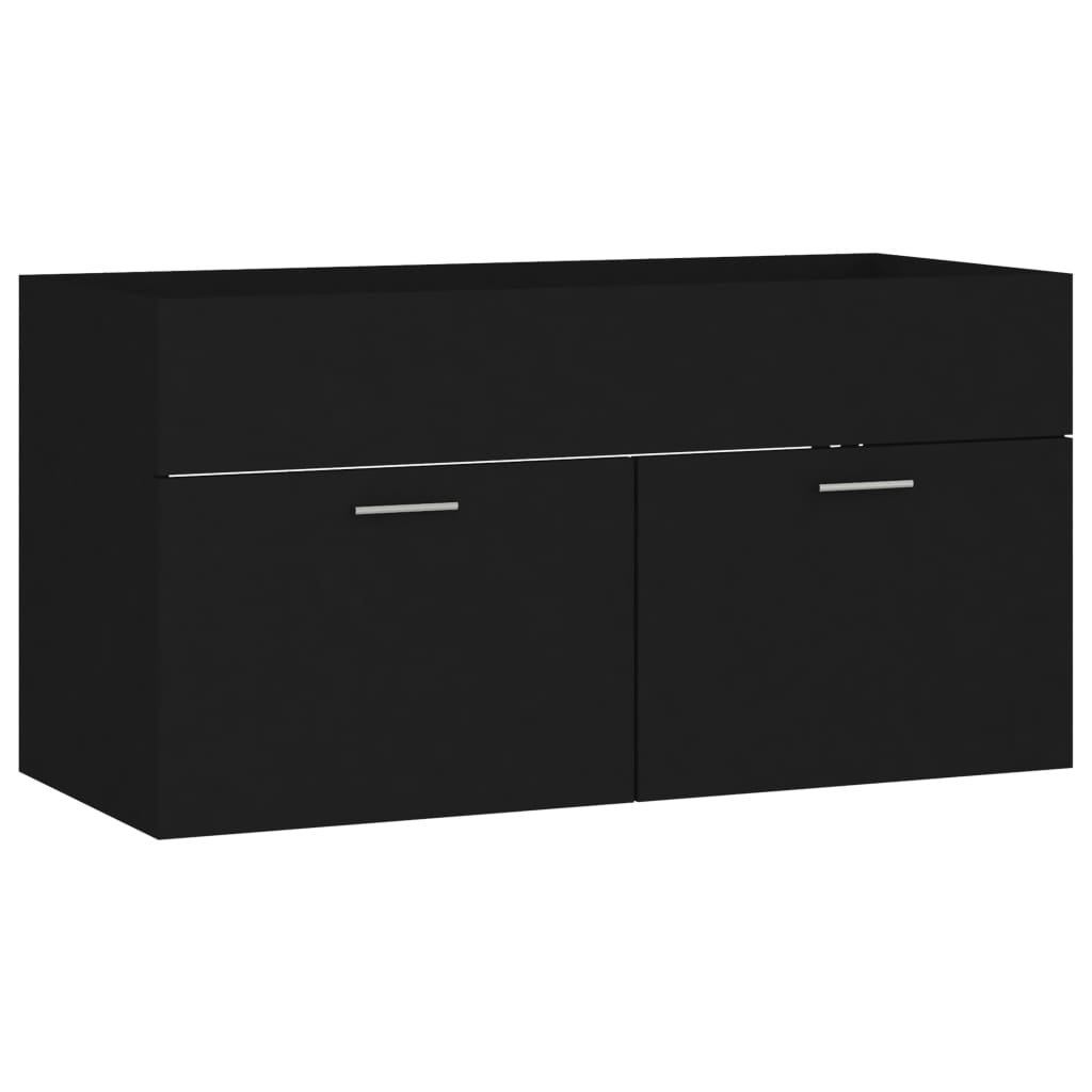 vidaXL Juego de muebles de baño 2 pzas madera contrachapada negro