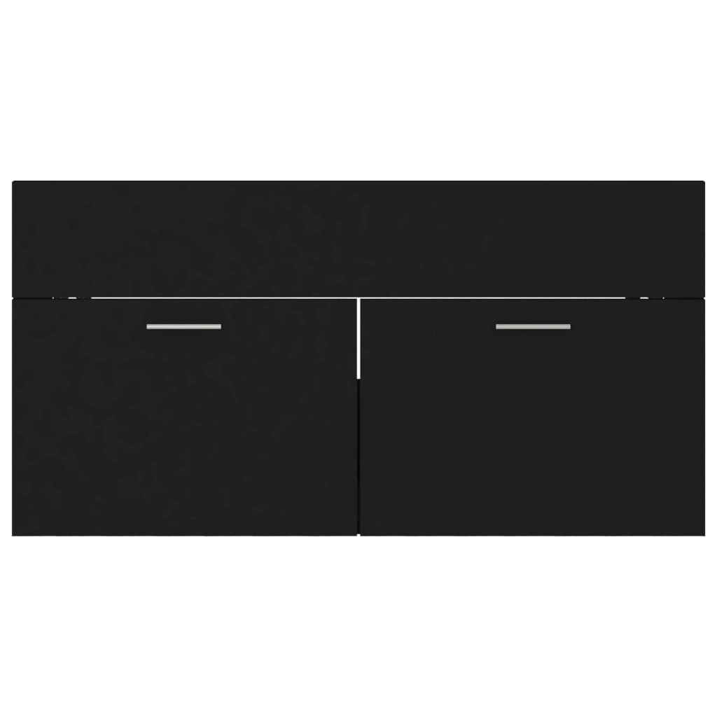 vidaXL Juego de muebles de baño 2 pzas madera contrachapada negro