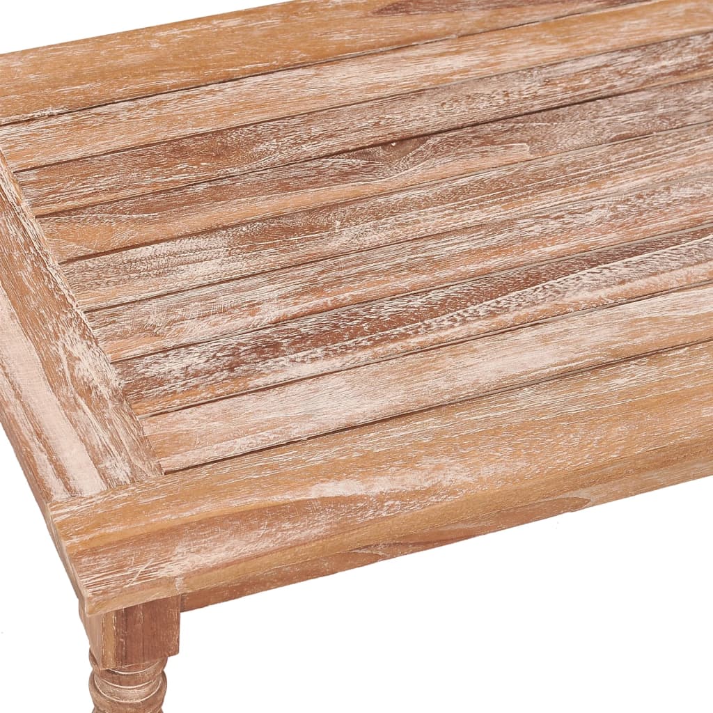 vidaXL Mesa de centro Batavia madera de teca blanco lavado 90x50x45 cm