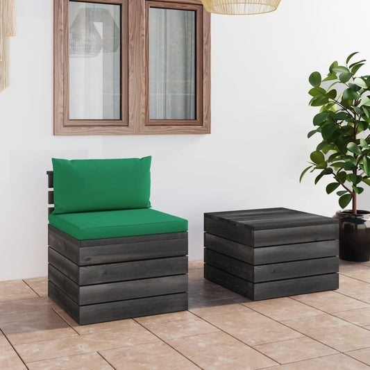 vidaXL Muebles de jardín de palets 2 piezas cojines madera maciza pino