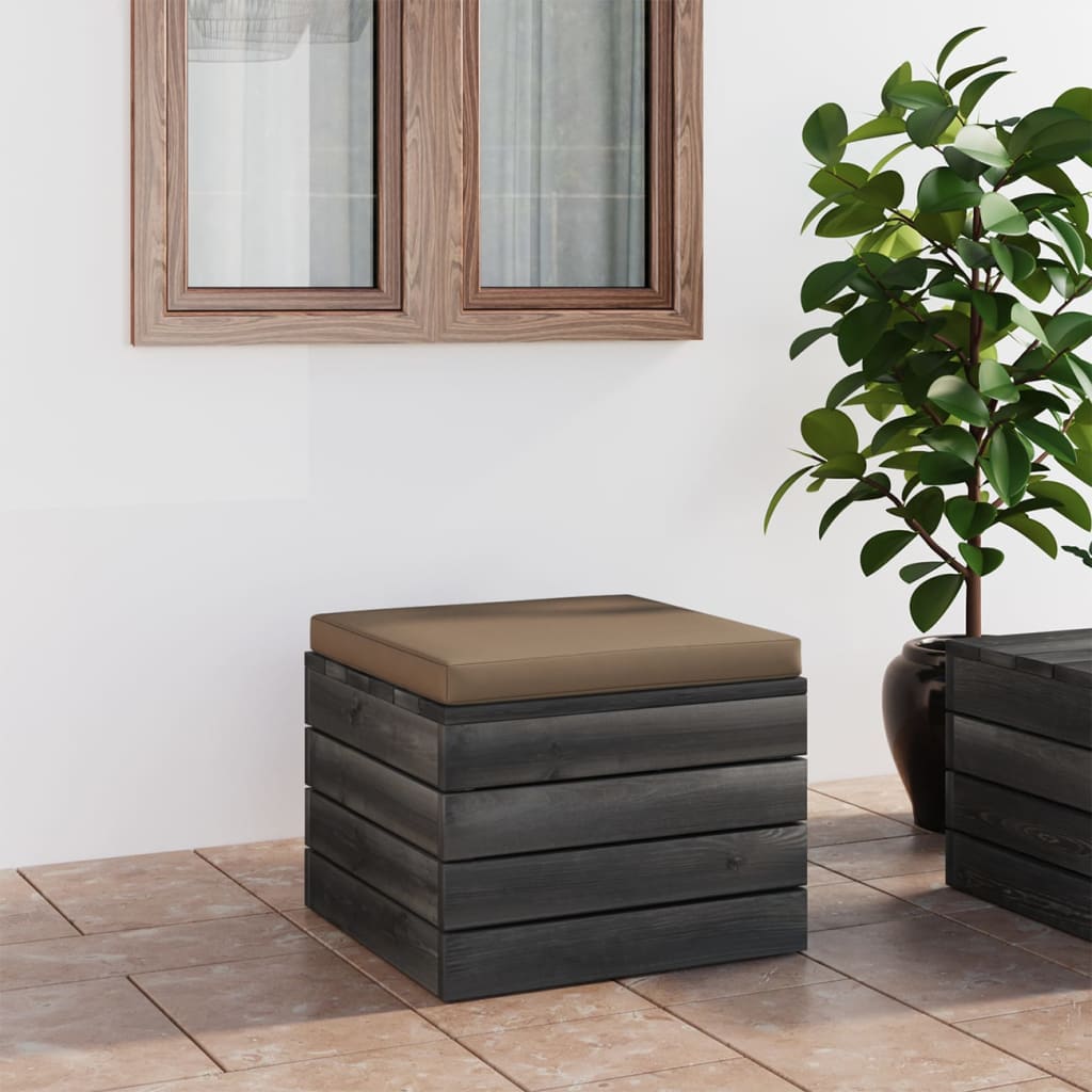 vidaXL Otomana de palets de jardín con cojín gris taupe madera de pino