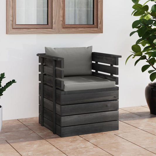 vidaXL Sillón de jardín con cojines madera de pino