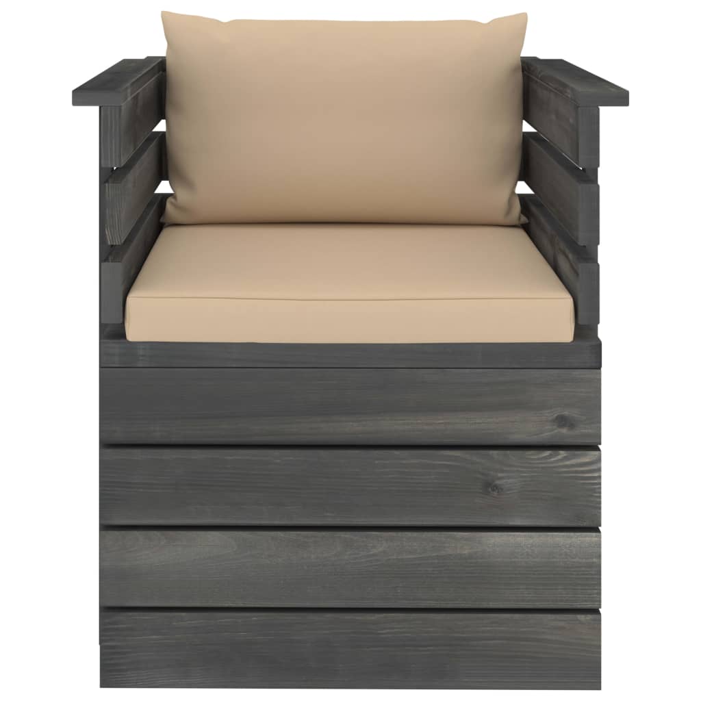 vidaXL Sillón de jardín con cojines madera de pino