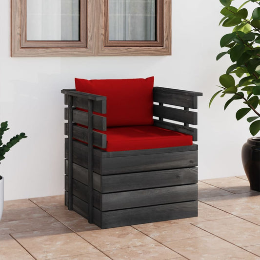 vidaXL Sillón de jardín con cojines madera de pino