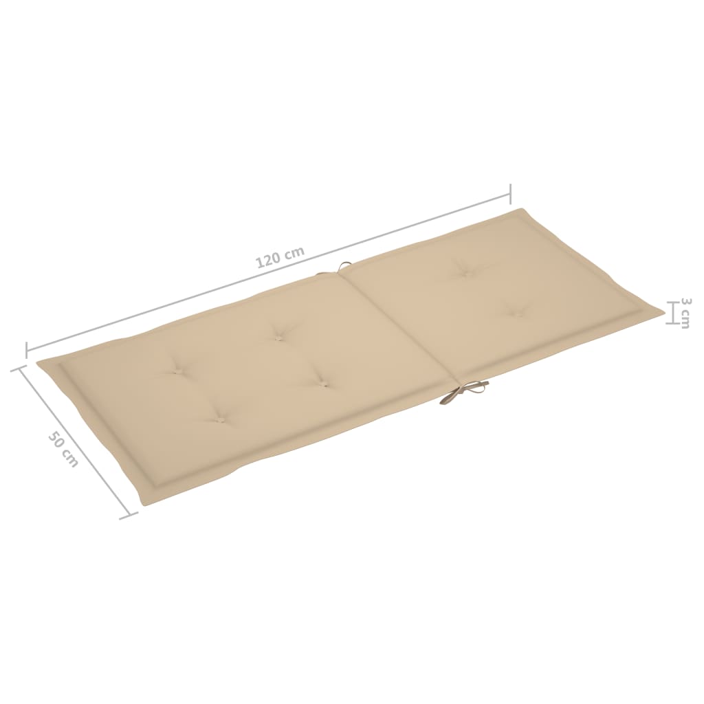 vidaXL Sillas de jardín 2 uds con cojines beige madera maciza de teca