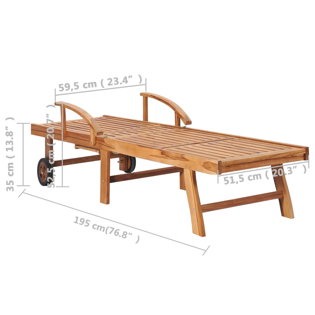 vidaXL Tumbona con cojín antracita madera maciza de teca